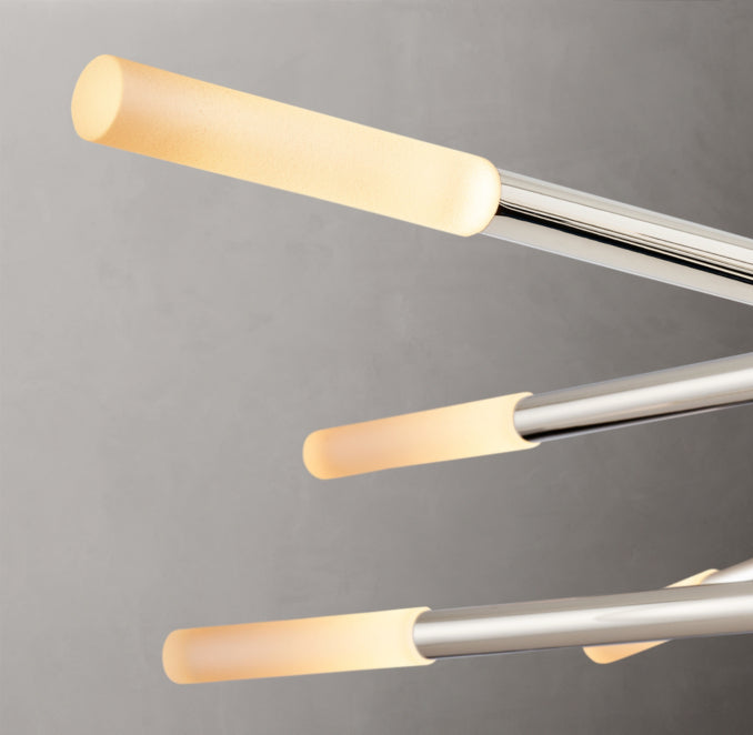 Sculptural Rousseau 10-Light Mobile Etched Rod Chandelier — view 3