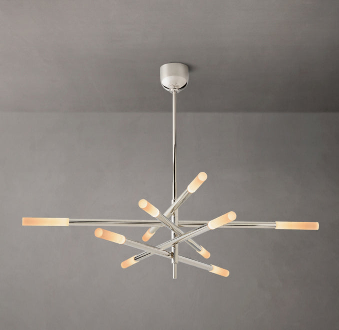 Sculptural Rousseau 10-Light Mobile Etched Rod Chandelier — view 4