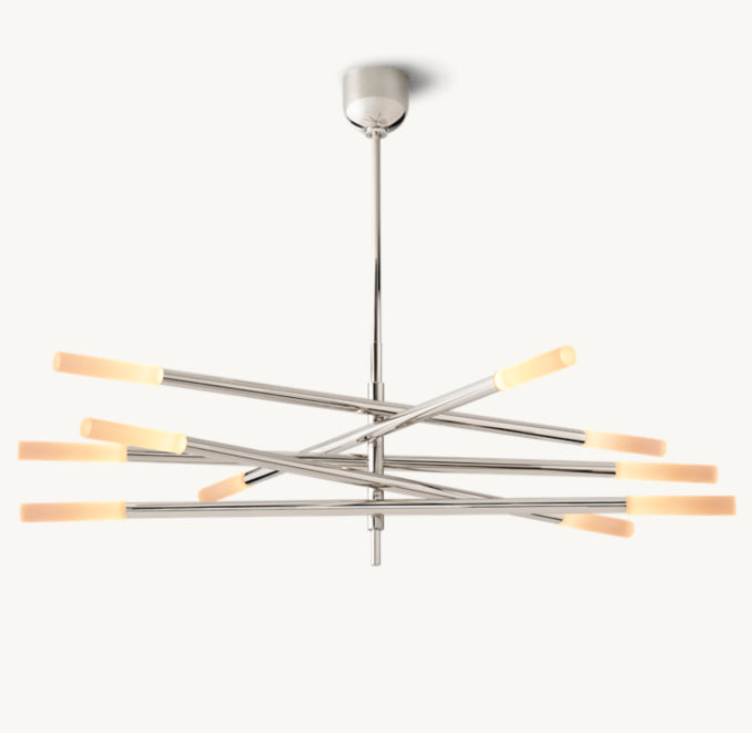 Sculptural Rousseau 10-Light Mobile Etched Rod Chandelier — view 5