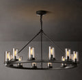 Artisan Ondra Round Clear Glass Chandelier – 36" Iron — view 1