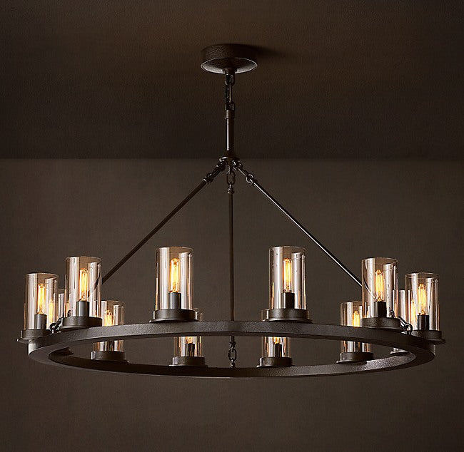 Artisan Ondra Round Clear Glass Chandelier – 36" Iron — view 2