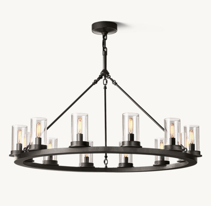 Artisan Ondra Round Clear Glass Chandelier – 36" Iron — view 3