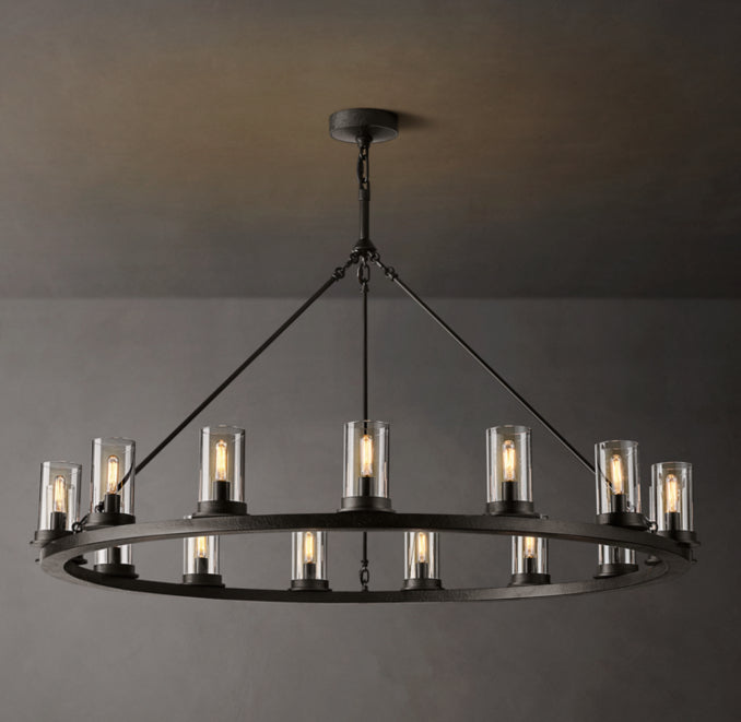 Artisan Ondra Round Clear Glass Chandelier – 48" Iron — view 1