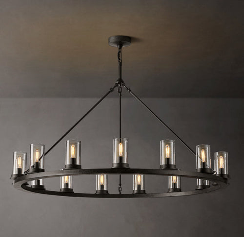 Artisan Ondra Round Clear Glass Chandelier – 48" Iron — view 1
