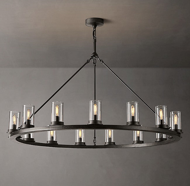 Artisan Ondra Round Clear Glass Chandelier – 48" Iron — view 2