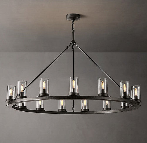 Artisan Ondra Round Clear Glass Chandelier – 48" Iron — view 2