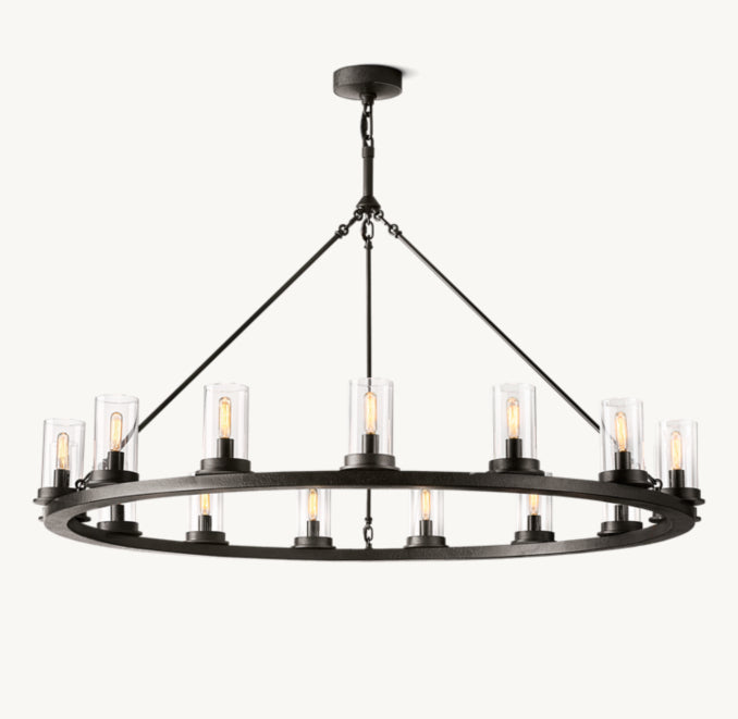 Artisan Ondra Round Clear Glass Chandelier – 48" Iron — view 3