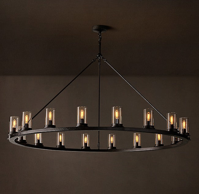 Artisan Ondra Round Clear Glass Chandelier – 60" Iron — view 2