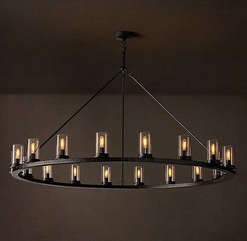 Artisan Ondra Round Clear Glass Chandelier – 60" Iron — view 2