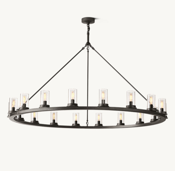Artisan Ondra Round Clear Glass Chandelier – 60" Iron — view 3