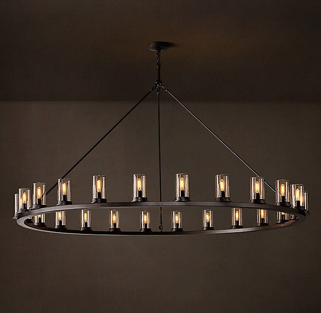 Artisan Ondra Round Clear Glass Chandelier – 72" Iron — view 2