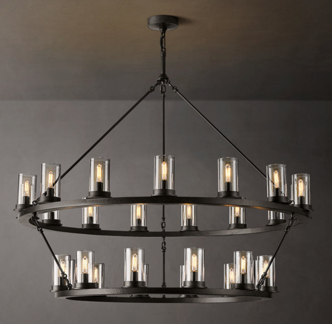 Artisan Ondra Round Two-Tier Clear Glass Chandelier — view 1