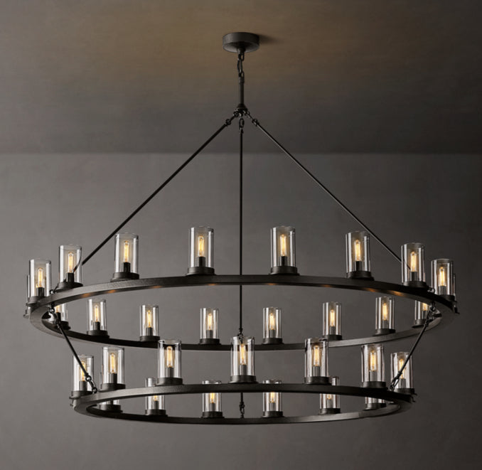 Artisan Ondra Round Two-Tier Clear Glass Chandelier — view 1