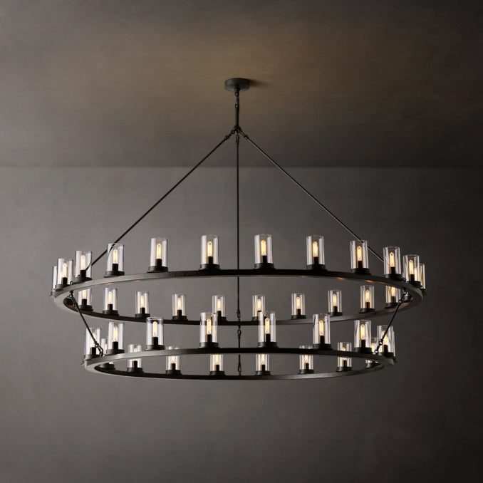 Artisan Ondra Round Two-Tier Clear Glass Chandelier — view 1