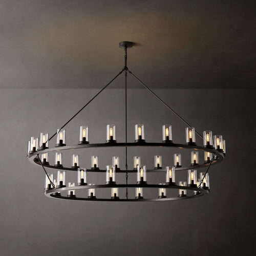 Artisan Ondra Round Two-Tier Clear Glass Chandelier — view 1