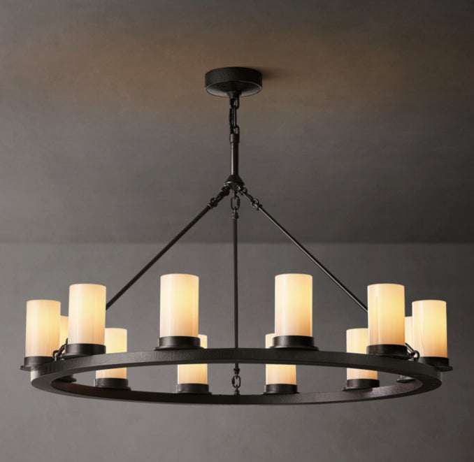 Artisan Ondra Round Milk Glass Chandelier — view 1