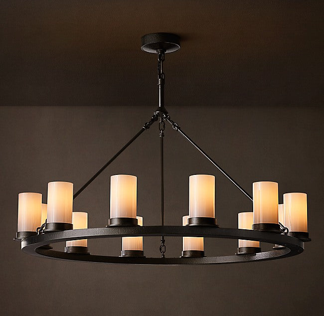 Artisan Ondra Round Milk Glass Chandelier — view 2