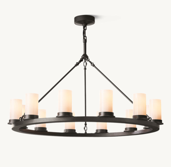 Artisan Ondra Round Milk Glass Chandelier — view 3