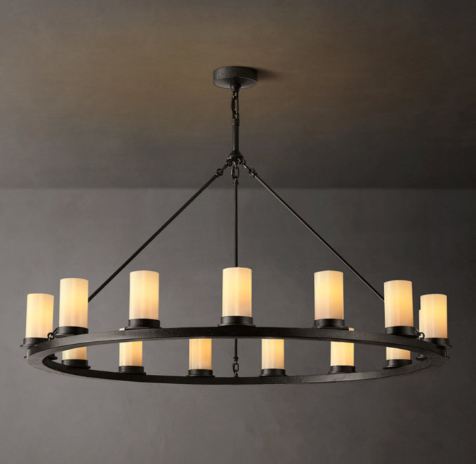 Artisan Ondra Round Milk Glass Chandelier — view 1