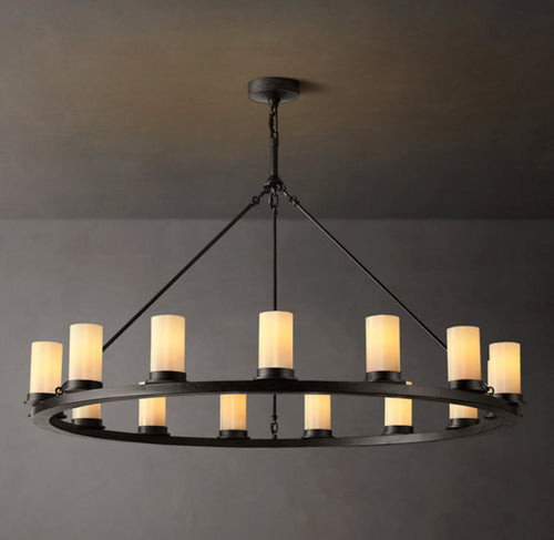Artisan Ondra Round Milk Glass Chandelier — view 1