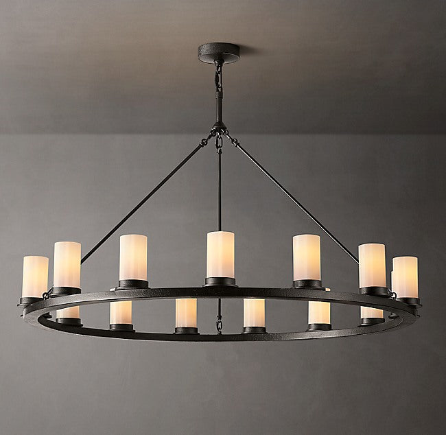 Artisan Ondra Round Milk Glass Chandelier — view 2