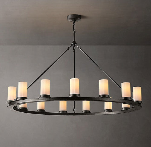 Artisan Ondra Round Milk Glass Chandelier — view 2