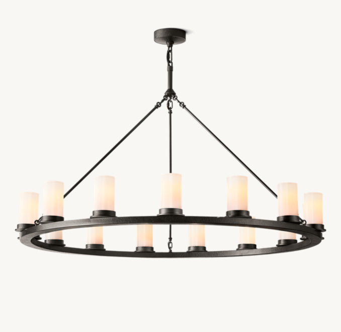 Artisan Ondra Round Milk Glass Chandelier — view 3