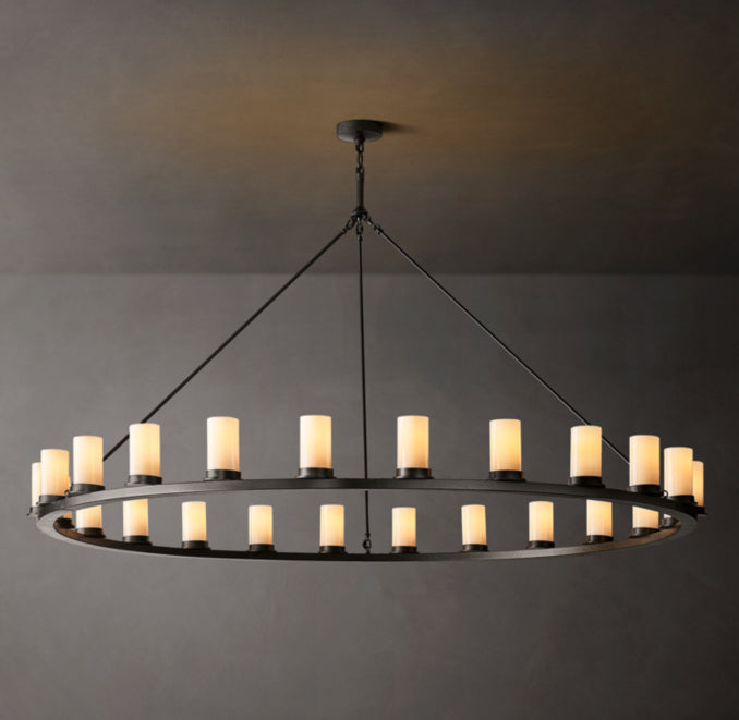 Artisan Ondra Round Milk Glass Chandelier — view 1