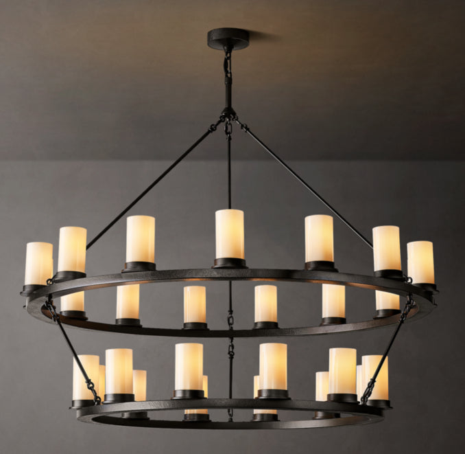 Artisan Ondra Round Two-Tier Milk Glass Chandelier — view 1