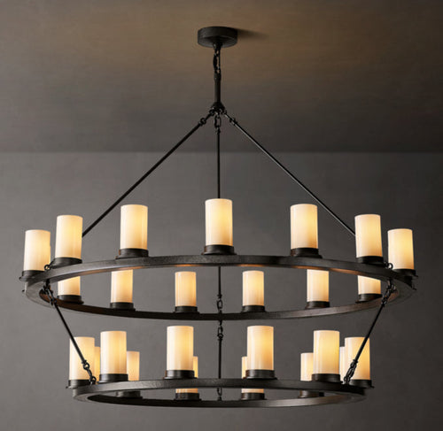 Artisan Ondra Round Two-Tier Milk Glass Chandelier — view 1