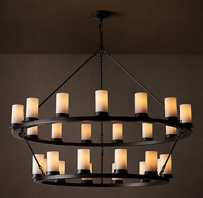 Artisan Ondra Round Two-Tier Milk Glass Chandelier — view 2