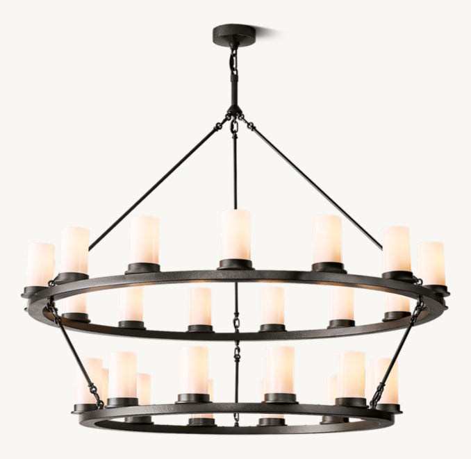 Artisan Ondra Round Two-Tier Milk Glass Chandelier — view 3