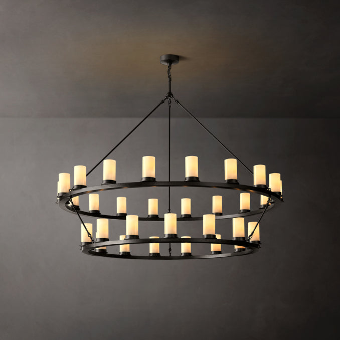 Artisan Ondra Round Two-Tier Milk Glass Chandelier — view 1