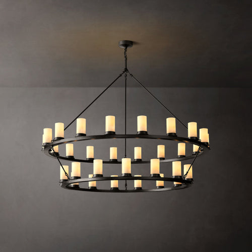 Artisan Ondra Round Two-Tier Milk Glass Chandelier — view 1