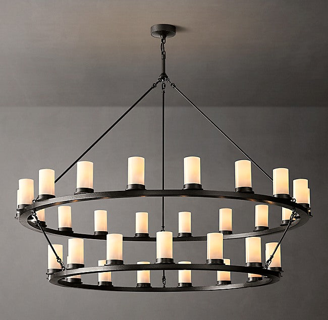 Artisan Ondra Round Two-Tier Milk Glass Chandelier — view 2