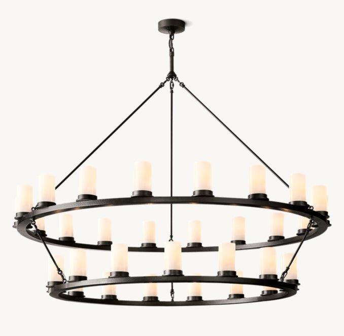 Artisan Ondra Round Two-Tier Milk Glass Chandelier — view 3