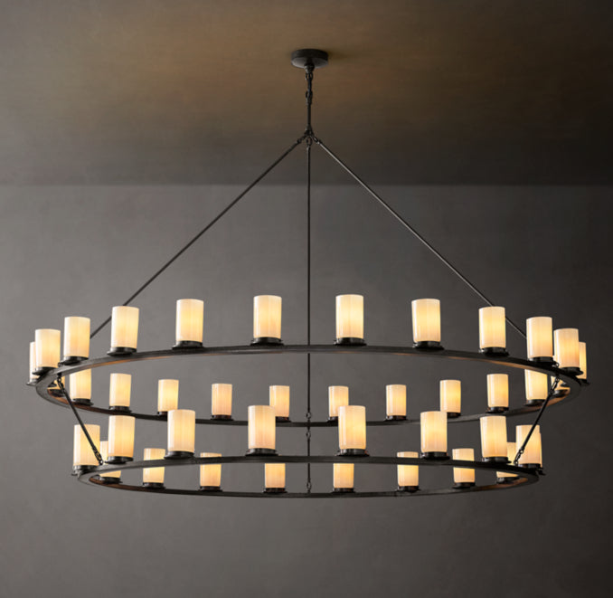 Artisan Ondra Round Two-Tier Milk Glass Chandelier — view 1