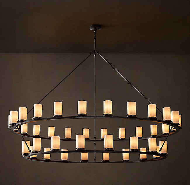 Artisan Ondra Round Two-Tier Milk Glass Chandelier — view 2