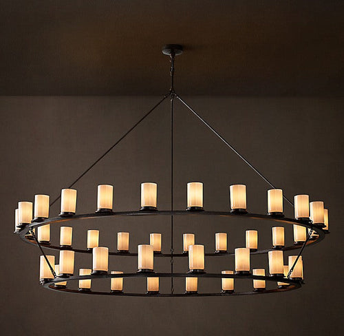 Artisan Ondra Round Two-Tier Milk Glass Chandelier — view 2