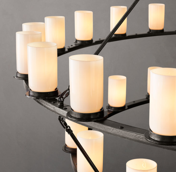 Artisan Ondra Round Two-Tier Milk Glass Chandelier — view 3