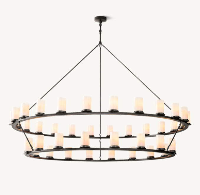 Artisan Ondra Round Two-Tier Milk Glass Chandelier — view 4