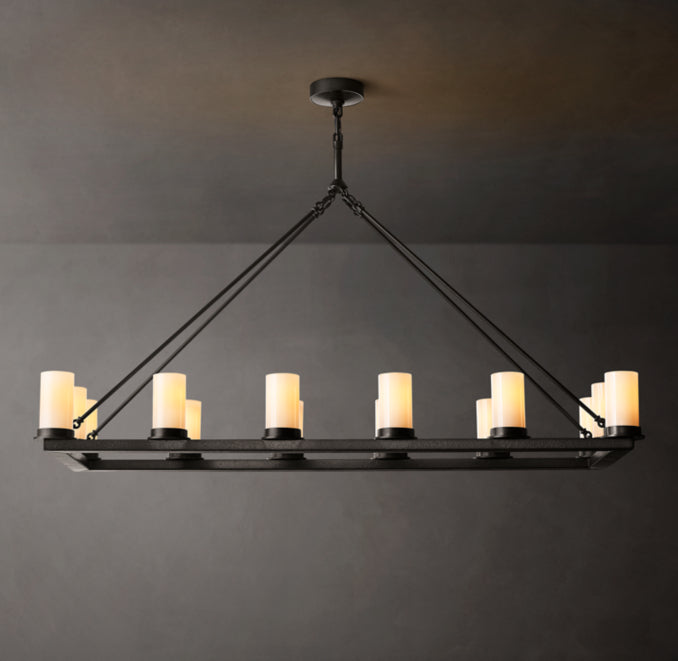 Artisan Ondra Linear Milk Glass Chandelier — view 1