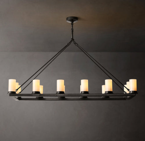 Artisan Ondra Linear Milk Glass Chandelier — view 1