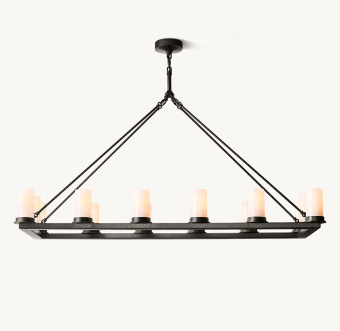 Artisan Ondra Linear Milk Glass Chandelier — view 4