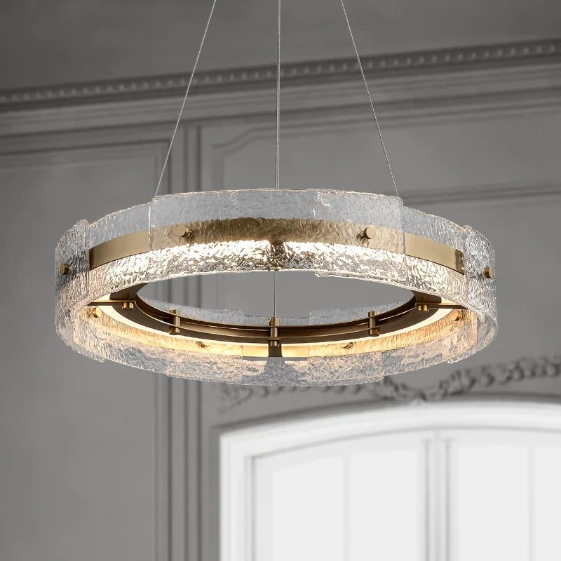 LED Brushed Brass Ring Chandelier - Luxury Modern Chandeliers - view 2