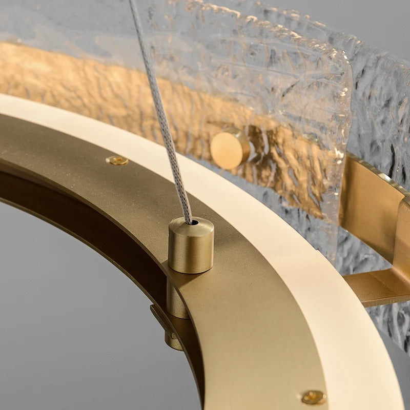 LED Brushed Brass Ring Chandelier - Luxury Modern Chandeliers - view 3