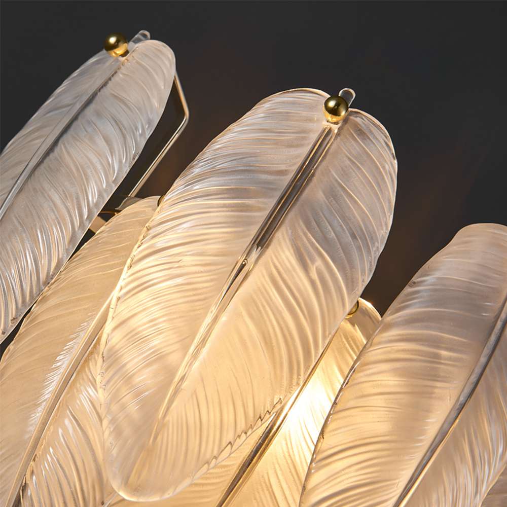 Contemporary Feather Glass Shade Chandelier in White - view 6