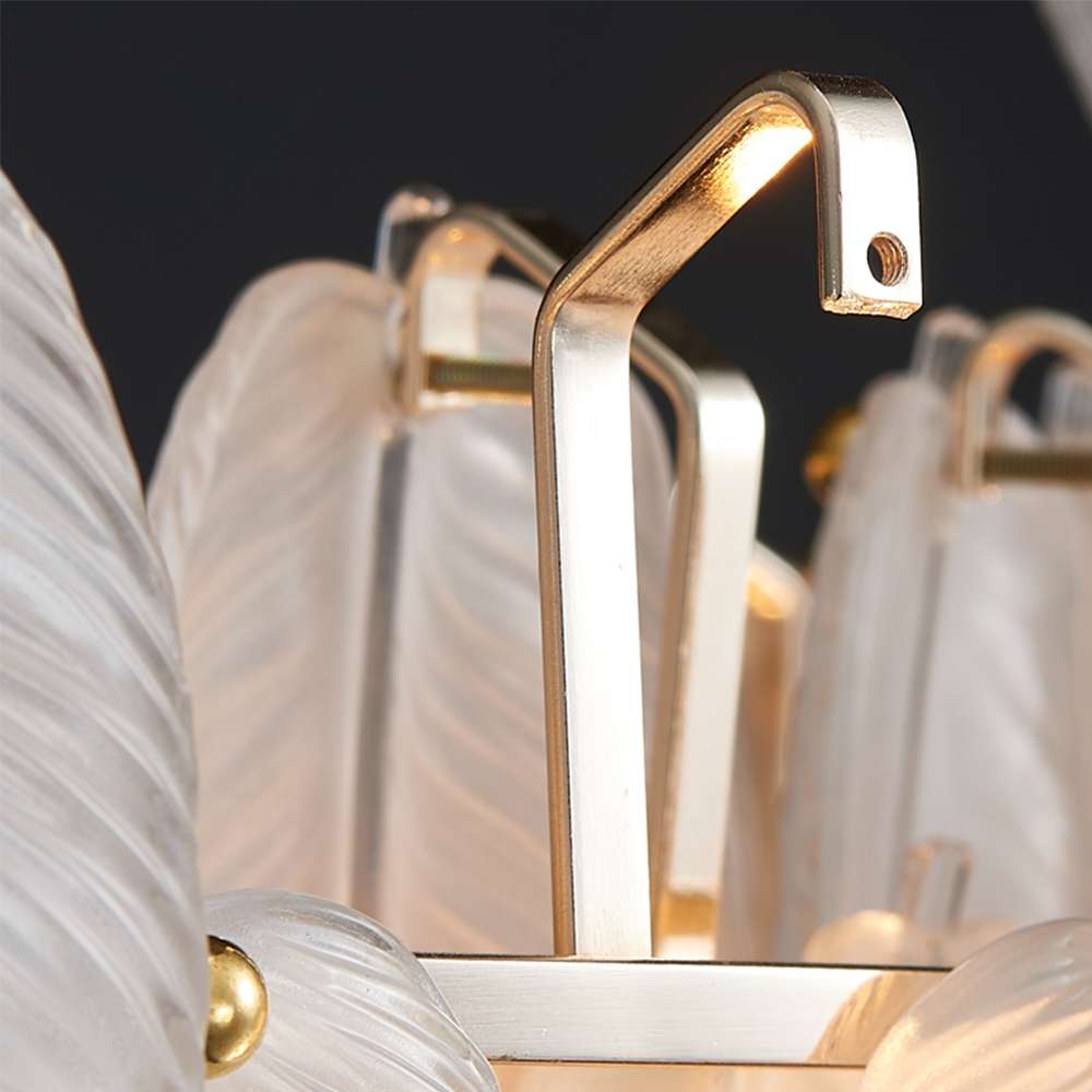 Contemporary Feather Glass Shade Chandelier in White - view 7