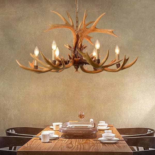 Large Rustic Resin Deer Antler Candelabra Chandelier - view 2