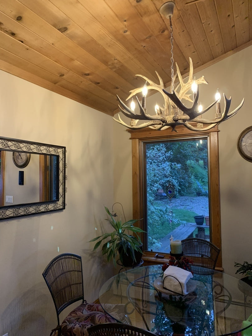 Large Rustic Resin Deer Antler Candelabra Chandelier - view 3